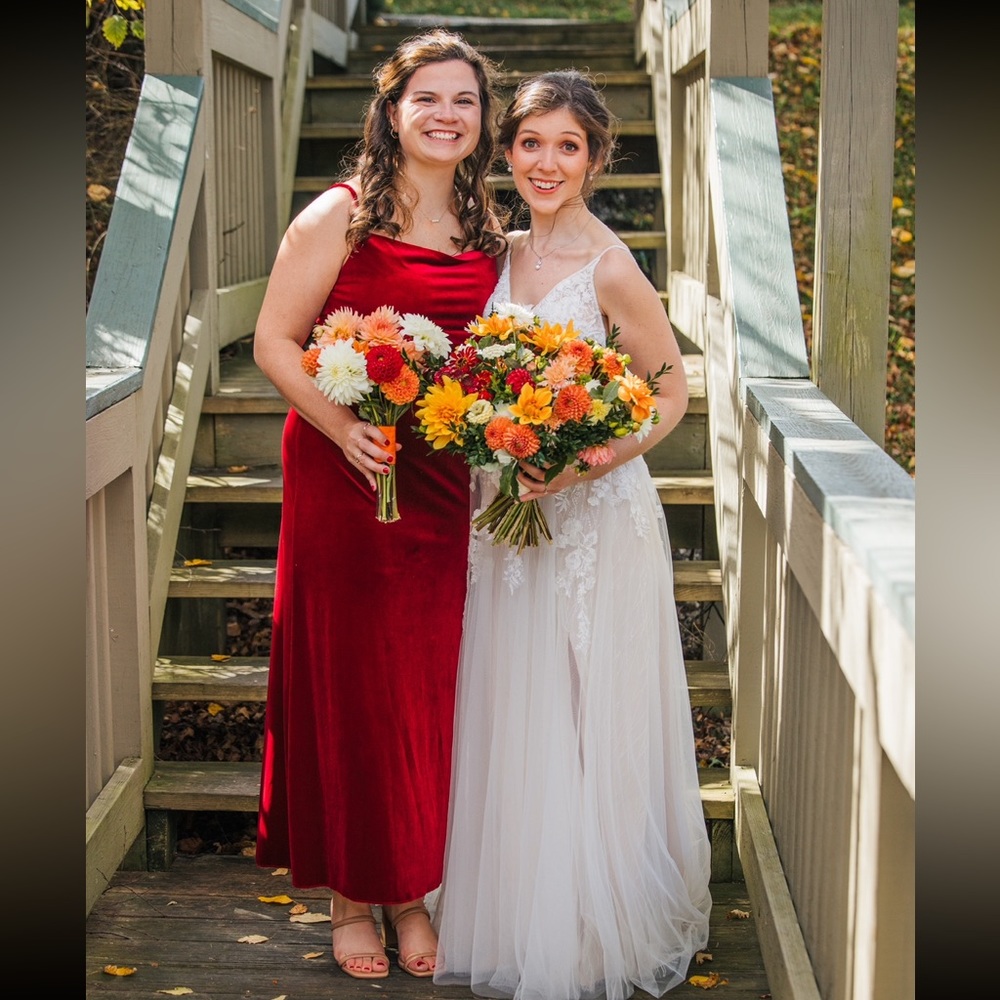 Dark red Azazie bridesmaid dress!